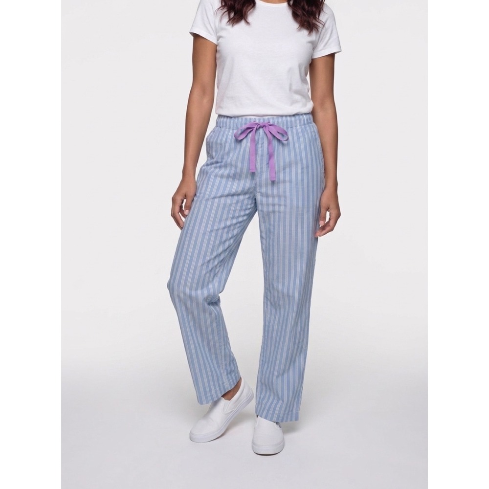 Women's Lapasa Pajama Lounge Pants Blue Striped 100% Cotton Sleepwear Size 2XL